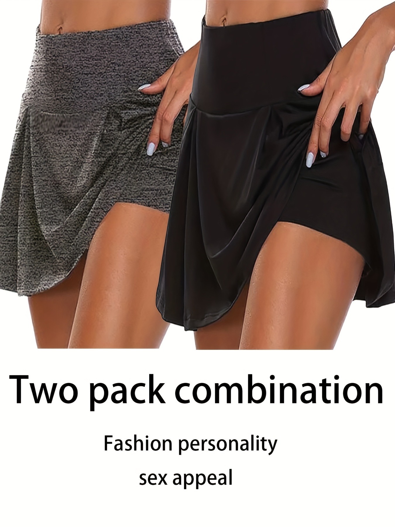 2pcs 2 in 1 sports short skirts for running golf tennis fashion elastic waist active skorts womens activewear details 0