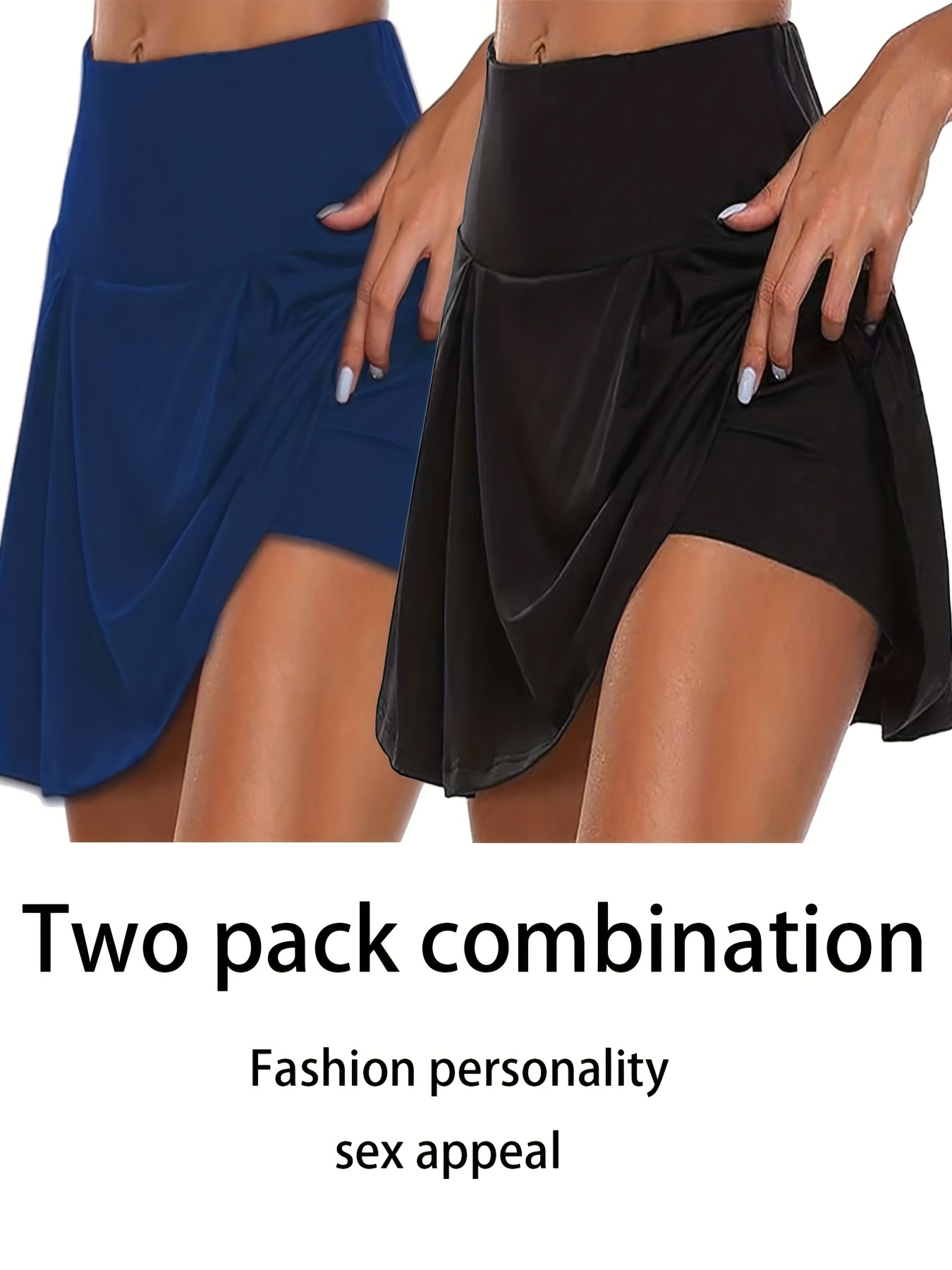 2pcs 2 in 1 sports short skirts for running golf tennis fashion elastic waist active skorts womens activewear details 5