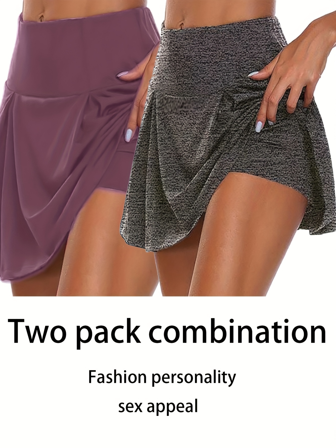 2pcs 2 in 1 sports short skirts for running golf tennis fashion elastic waist active skorts womens activewear details 11