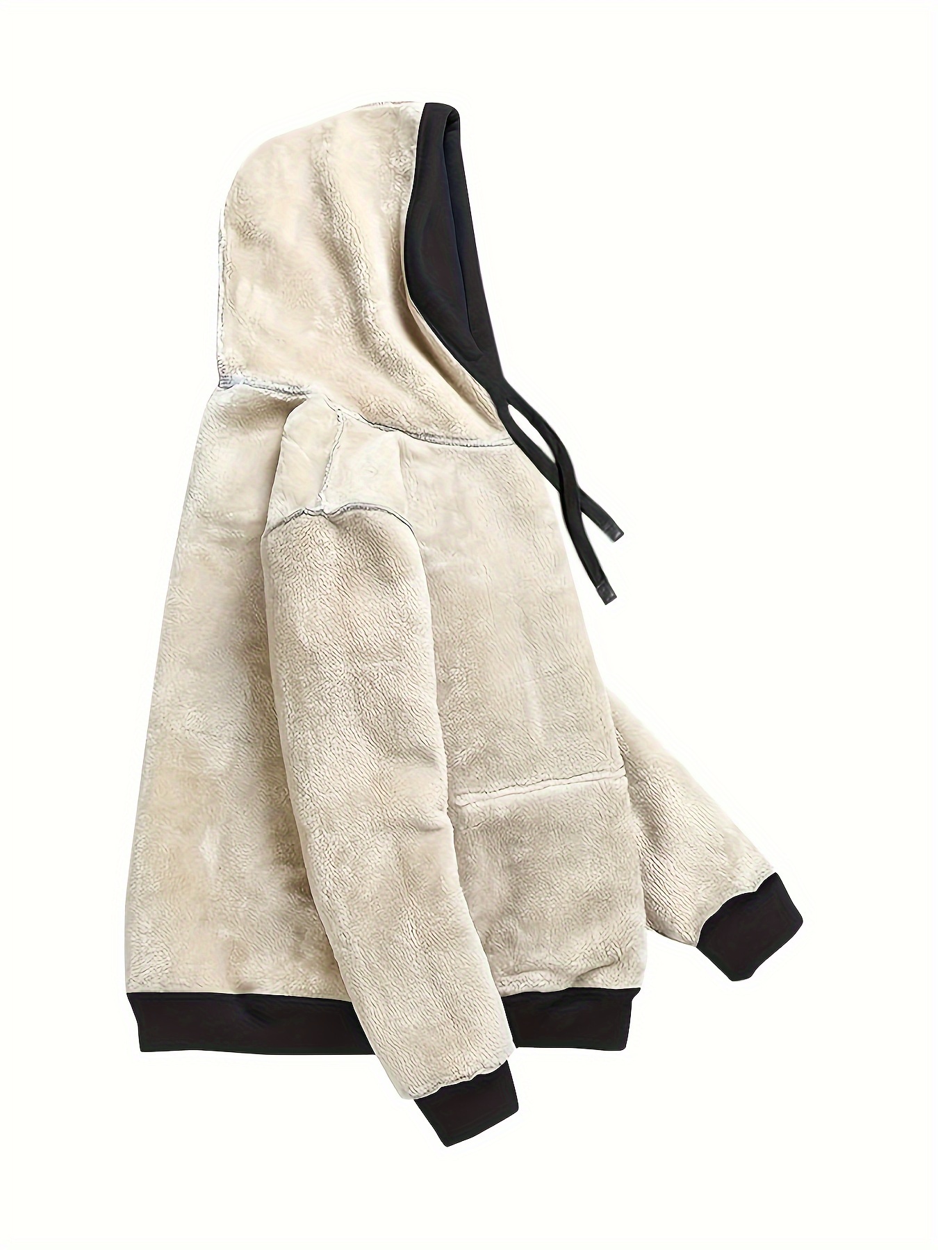 solid fleece drawstring hoodie casual long sleeve warm sweatshirt for fall winter womens clothing details 1
