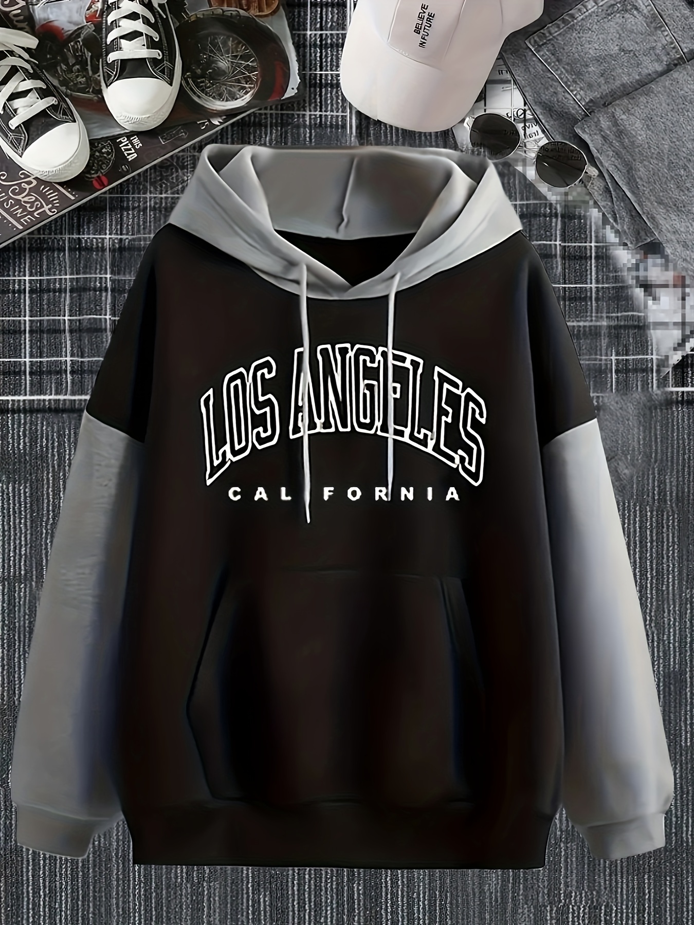 color block letter print hoodies casual drawstring long sleeve sweatshirt womens clothing details 22