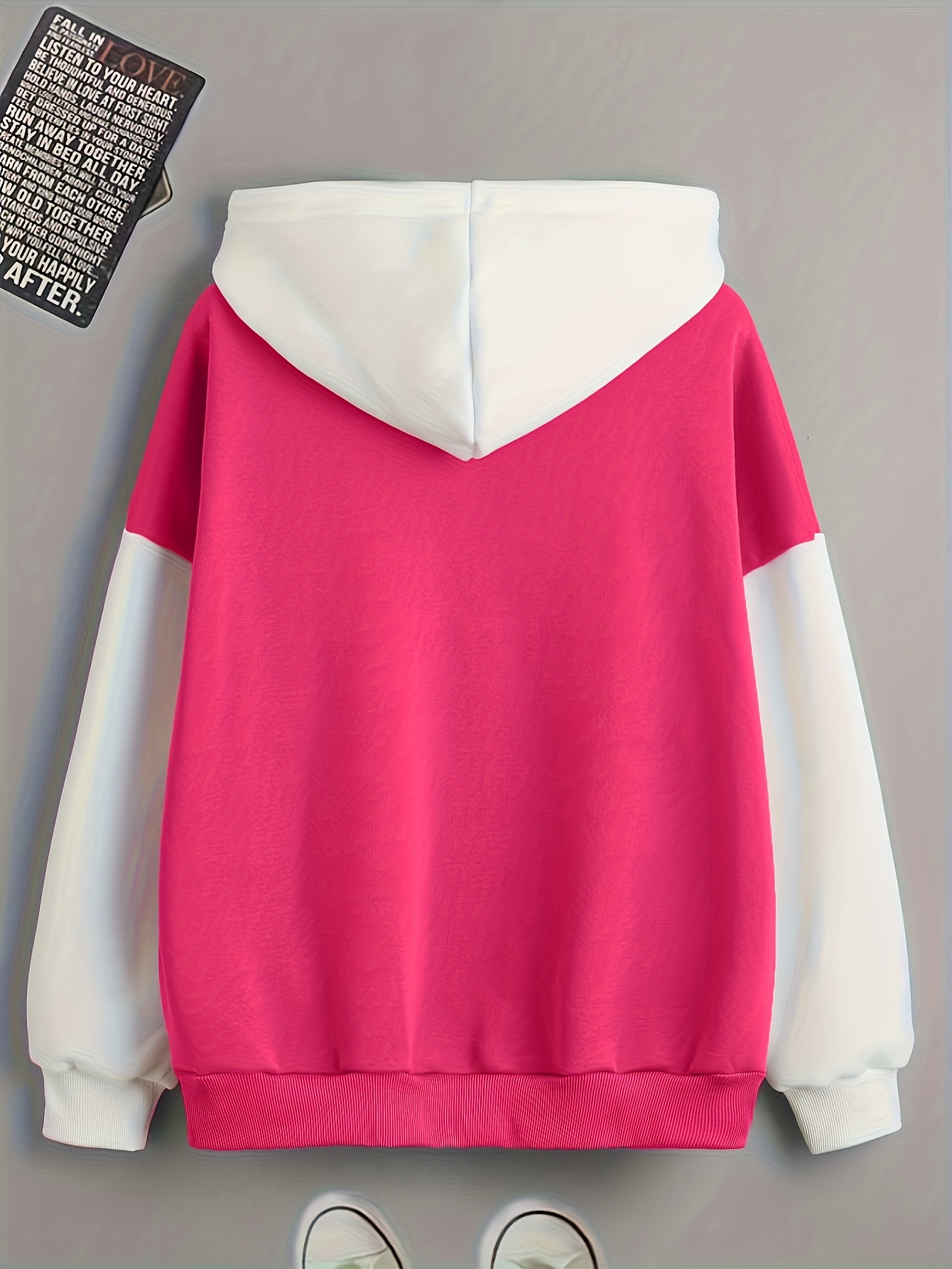 color block simple hoodies casual drawstring long sleeve kangaroo pocket sweatshirt womens clothing details 19
