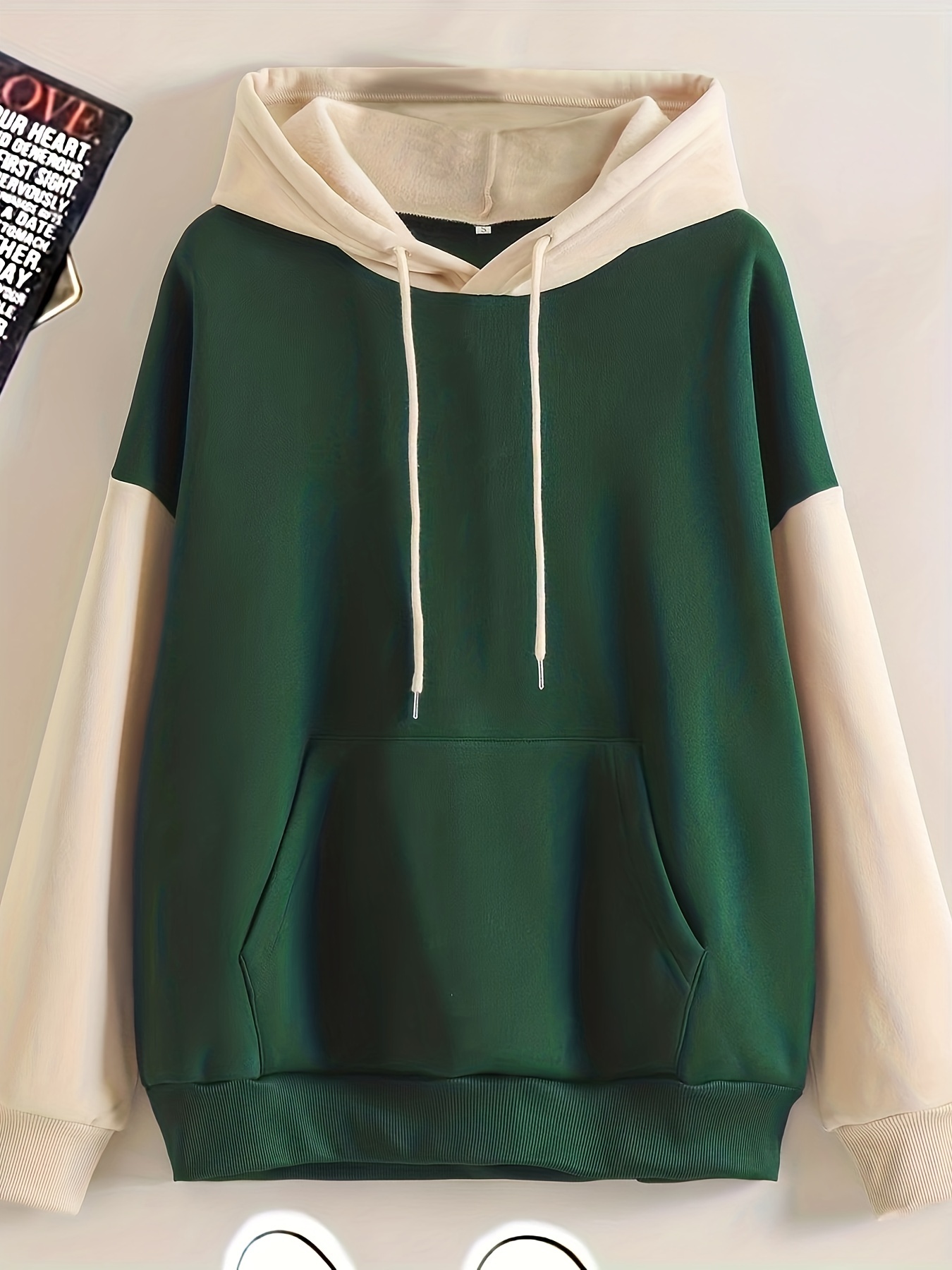 color block simple hoodies casual drawstring long sleeve kangaroo pocket sweatshirt womens clothing details 23