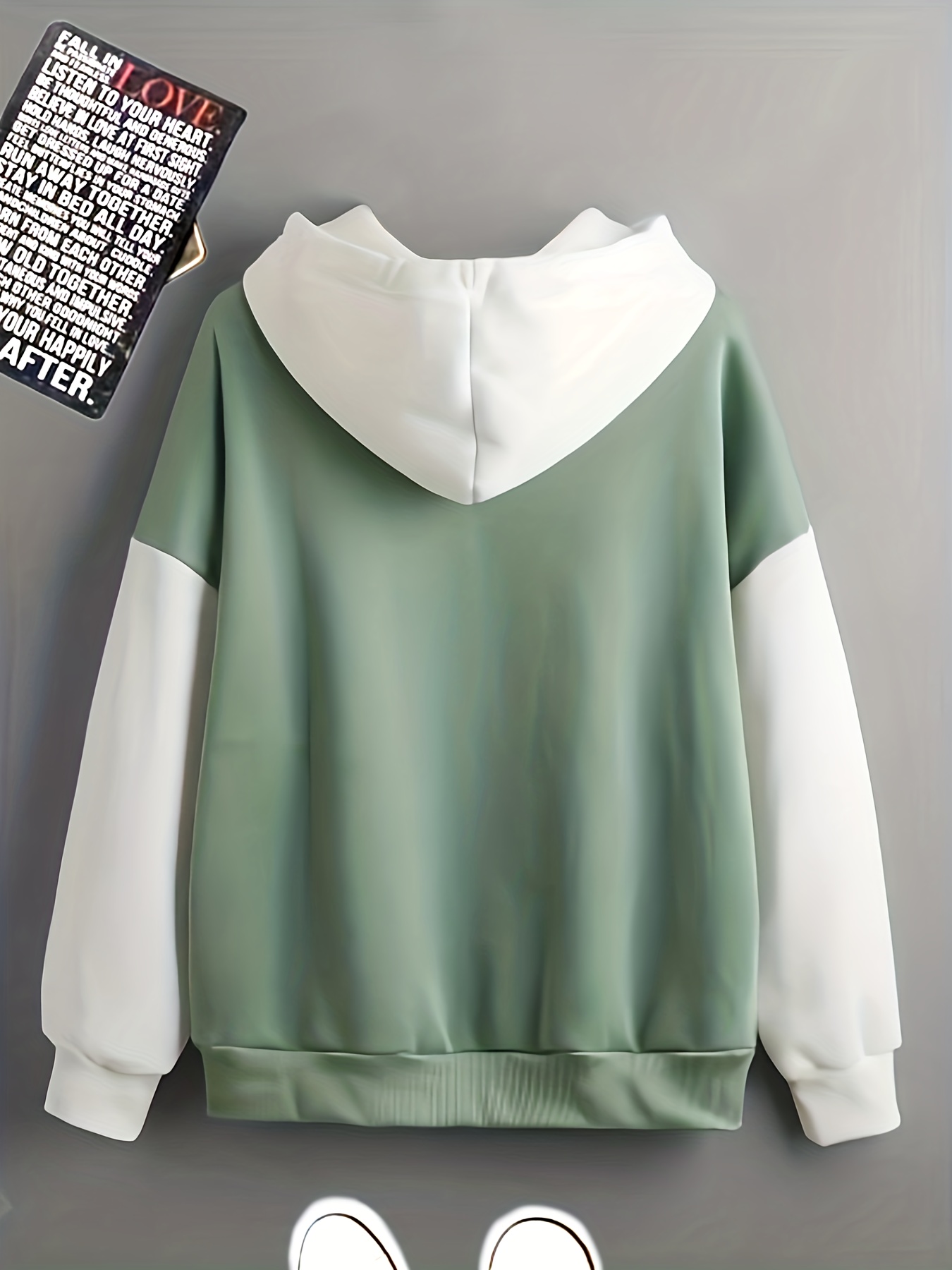 color block simple hoodies casual drawstring long sleeve kangaroo pocket sweatshirt womens clothing details 27
